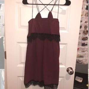 Burgundy and lace straps dress